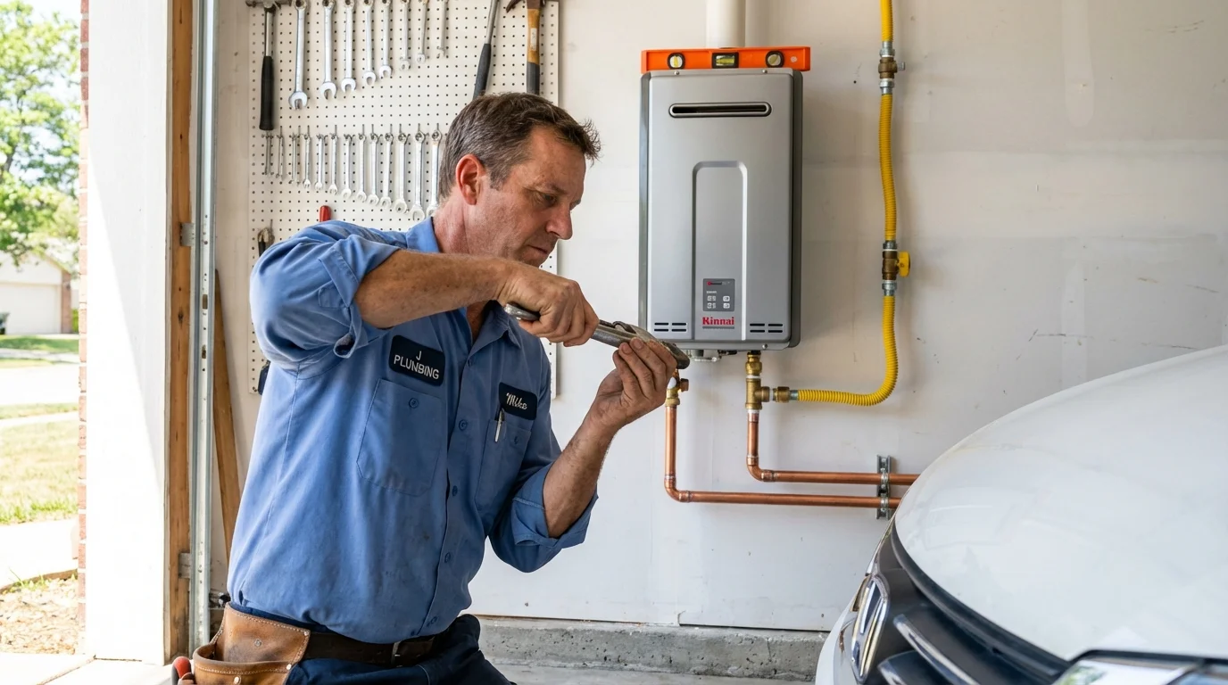 Tankless water heater installation by a Johns Plumbing LLC plumber in Lone Star